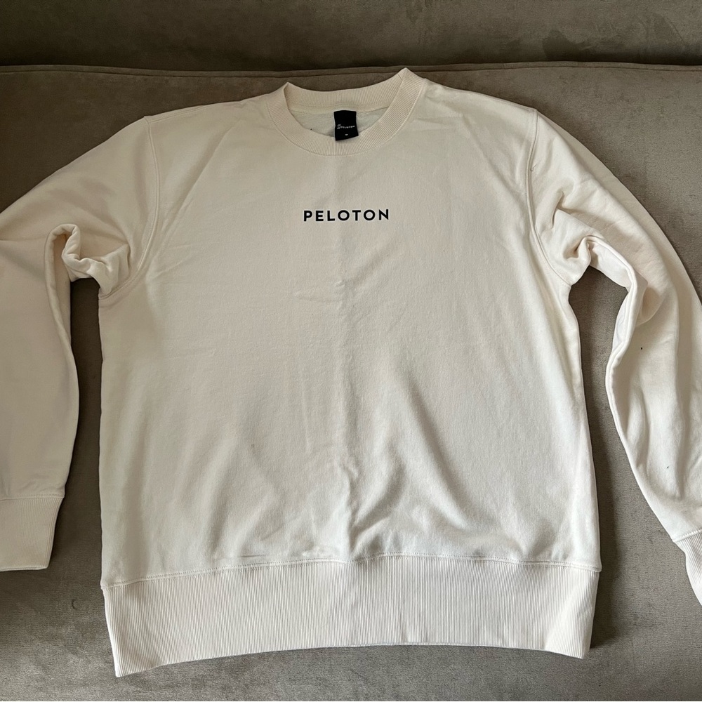 Peloton Men's Off-White/Biege Crewneck Sweater. Size M